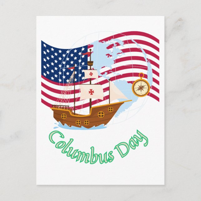 Columbus Day Postkarte (Vorderseite)