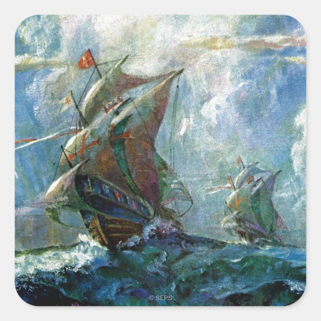 Columbus Day Quadratischer Aufkleber (Vorderseite)
