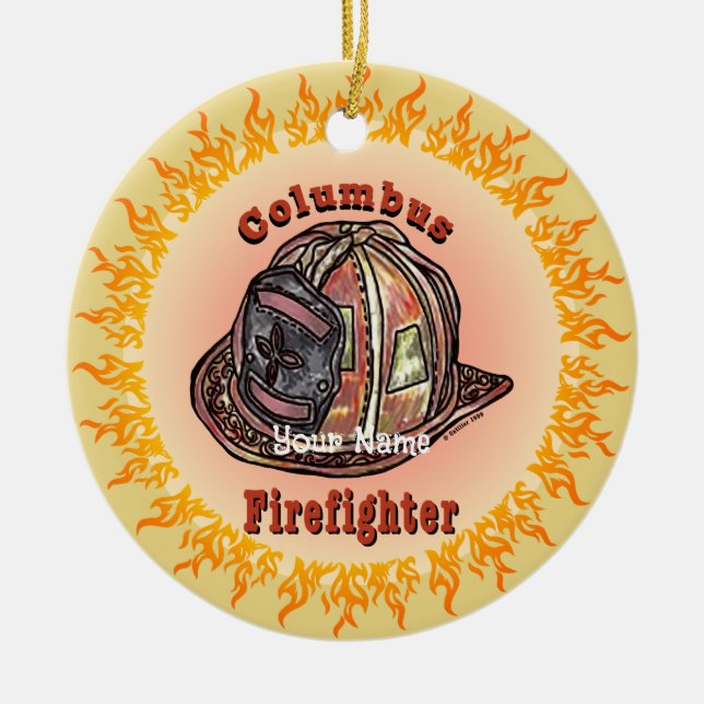 Columbus Feuerwehrmann Keramik Ornament (Vorne)