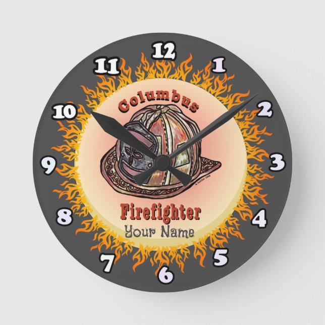 Columbus Feuerwehruhr Runde Wanduhr (Vorderseite)