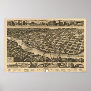 Columbus Georgia 1886 Antike Panoramakarte Poster