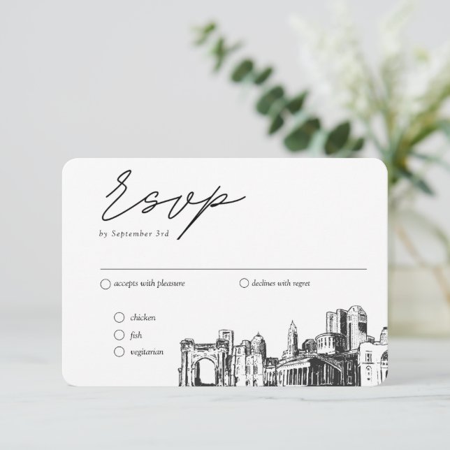 Columbus Hochzeit traditionelle UAWG Option Begleitkarte (Stehend Vorderseite)