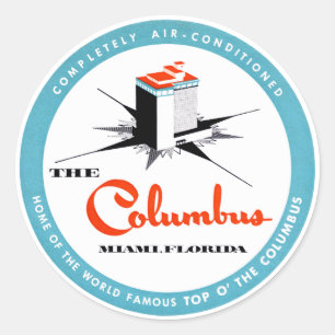Columbus Hotel Miami Florida Runder Aufkleber