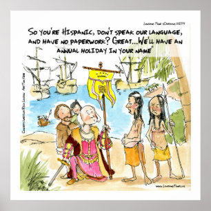 Columbus Immigre En Amérique Poster Drôle