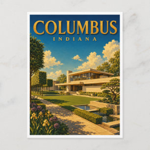 Columbus Indiana Haus GeoSaga Postkarte