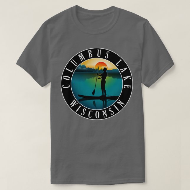 Columbus Lake Wisconsin Paddleboarding T-Shirt (Design vorne)