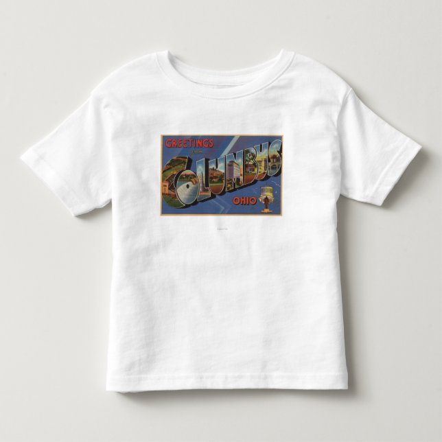 Columbus, Ohio - große Buchstabe-Szenen Kleinkind T-shirt (Vorderseite)