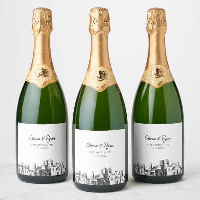 Columbus Ohio Mariage Champagne Étiquette (Bouteilles)