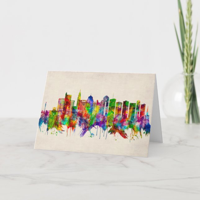 Columbus Ohio Skyline Feiertagskarte (Vorderseite)