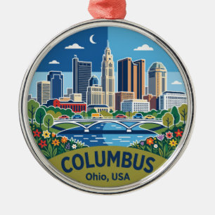 Columbus Ohio Skyline USA Ornament Aus Metall