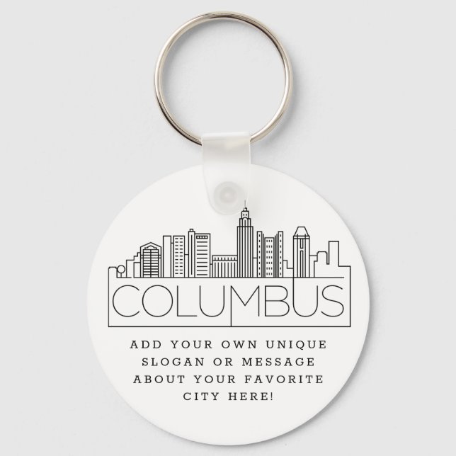 Columbus, Ohio Stylized Skyline Custom Slogan Schlüsselanhänger (Vorderseite)