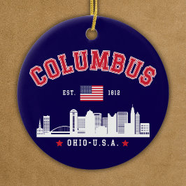Columbus Ohio Urban Skyline Art Keramik Ornament