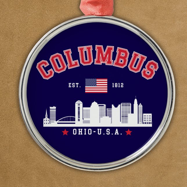 Columbus Ohio Urban Skyline City Ornament Aus Metall (Von Creator hochgeladen)