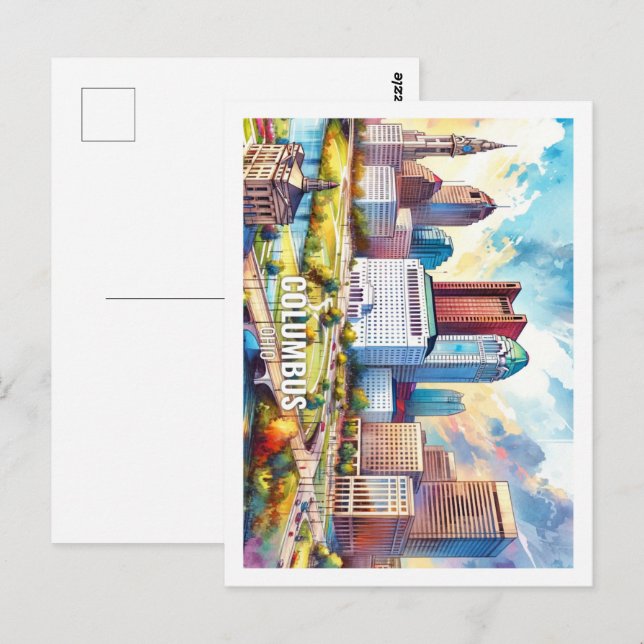 Columbus Ohio USA Famous Place Wassercolor Postkarte (Vorne/Hinten)