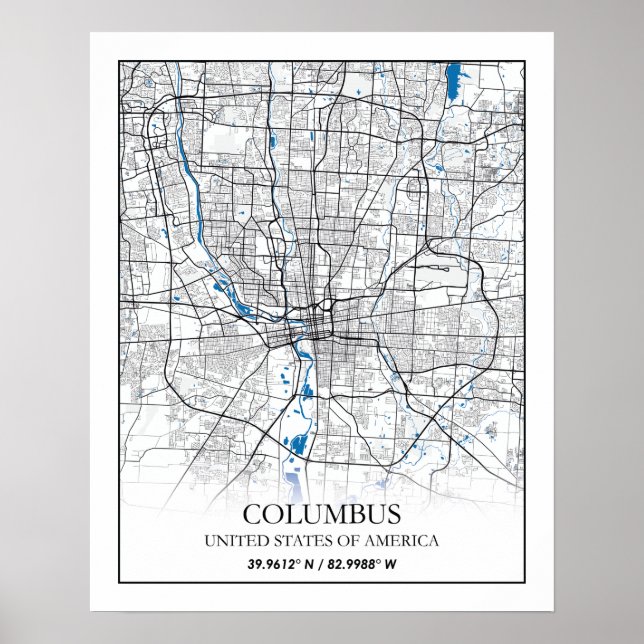 Columbus Ohio USA Travel City Map Poster (Vorne)