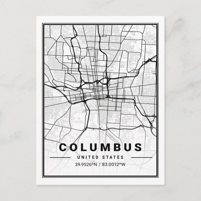 Columbus Ohio USA Travel City Map Poster Postkarte (Vorderseite)