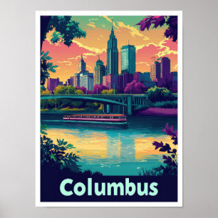 Columbus Ohio Vintage-Reiseillustration Poster