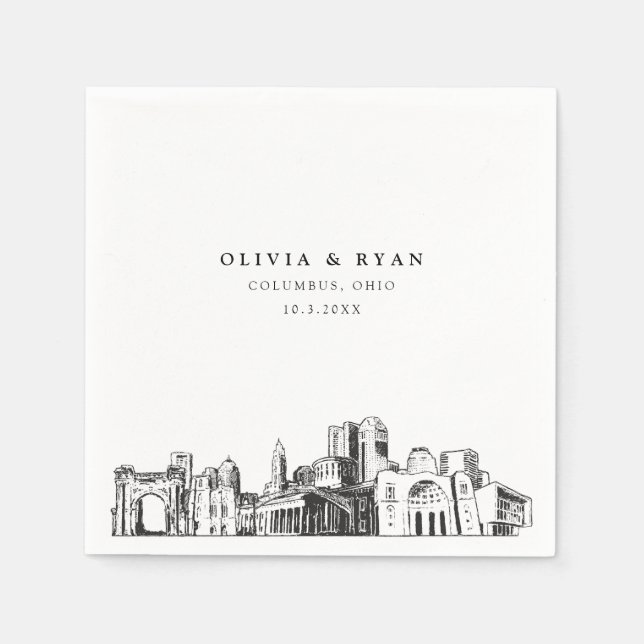 Columbus Ohio Wedding Minimalistisch Paper Serviette (Vorderseite)