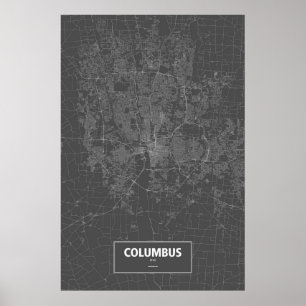 Columbus, Ohio (weiß auf schwarz) Poster