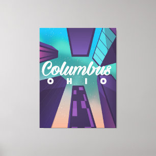 Columbus Ohio Wolkenkratzer Reiseplakat Druck. Leinwanddruck