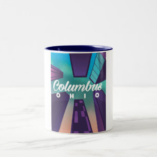 Columbus Ohio Wolkenkratzer Reiseplakatdruck. Zweifarbige Tasse