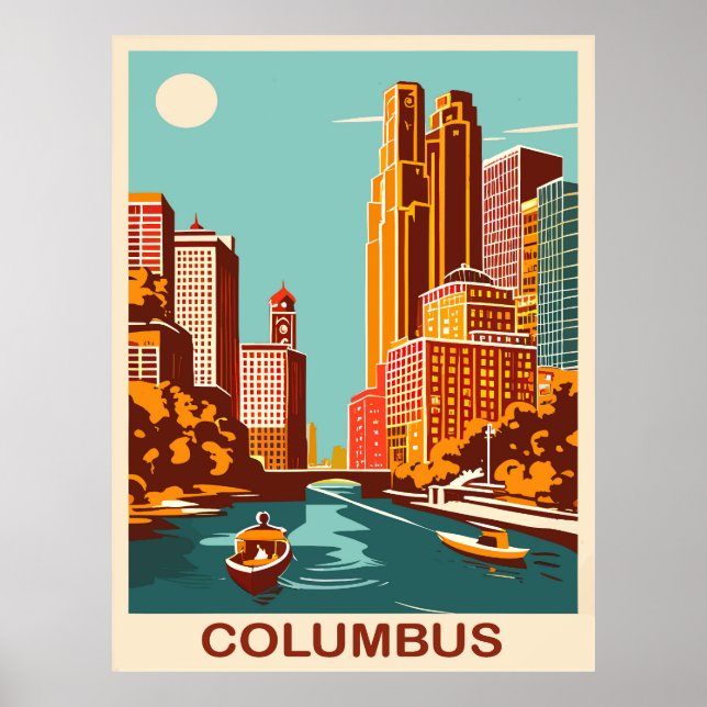 Columbus, Scioto River, Ohio, Reisen Poster (Vorne)
