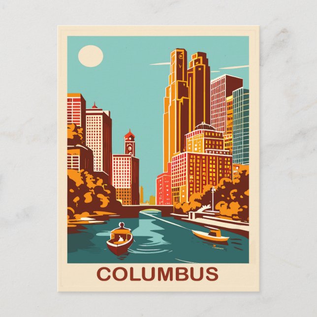 Columbus, Scioto River, Ohio, Reisen Postkarte (Vorderseite)