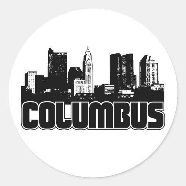 Columbus Skyline Runder Aufkleber (Vorderseite)