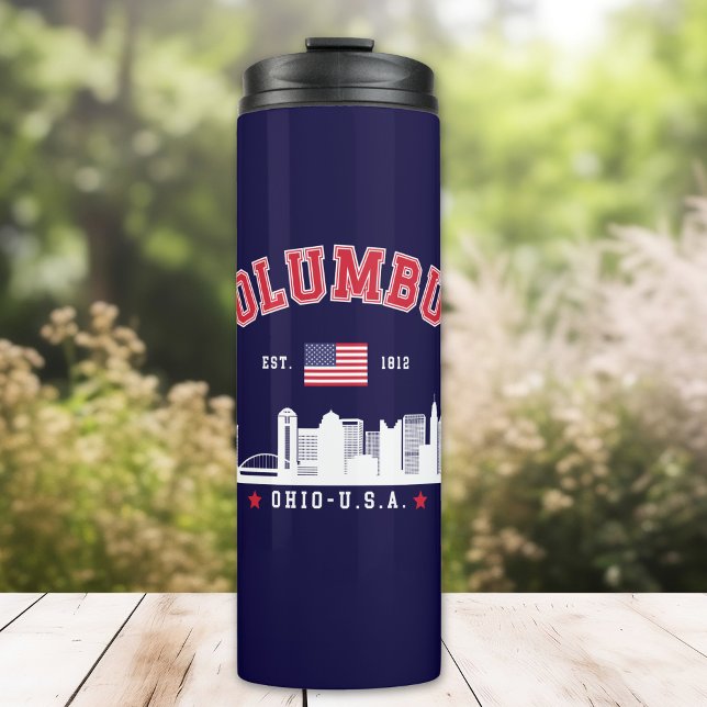 Columbus Skyline Vintage City Art Thermosbecher (Von Creator hochgeladen)