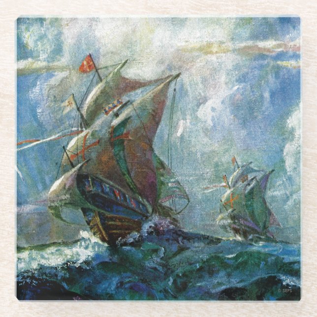 Columbus-Tag Glasuntersetzer (Vorderseite)