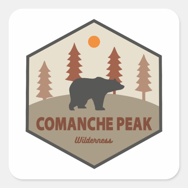 Comanche Peak Wilderness Colorado Bär Quadratischer Aufkleber (Vorderseite)