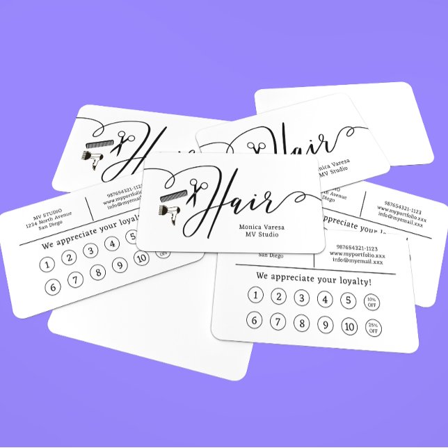 Comb Hair Stylist Friseur Flat Loyalty Card Treuekarte (Von Creator hochgeladen)