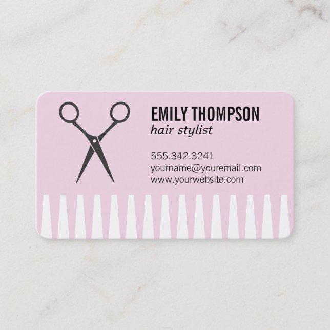 Comb Hair Stylist pink Visitenkarte (Vorderseite)