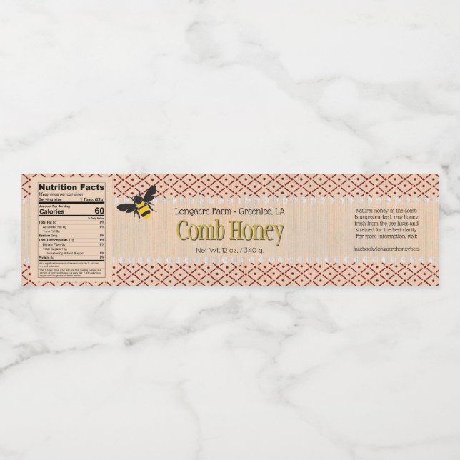 Comb Honey Box Wrap um Label (Einzelnes Label)