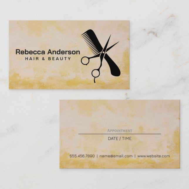 Comb-Logo der Schere | Hair Stylist Appt Terminkarte (Vorne/Hinten)