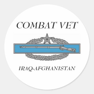 CombatInfBadge2Awd, COMBAT VET, IRAQ-AFGHANISTAN Runder Aufkleber