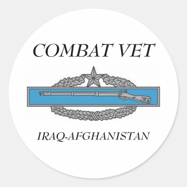 CombatInfBadge2Awd, COMBAT VET, IRAQ-AFGHANISTAN Runder Aufkleber (Vorderseite)