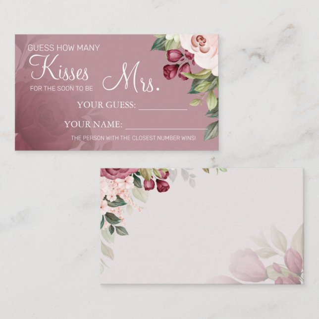 Combien de baisers pour être Mme jeu de carte de d (Devant / Derrière)