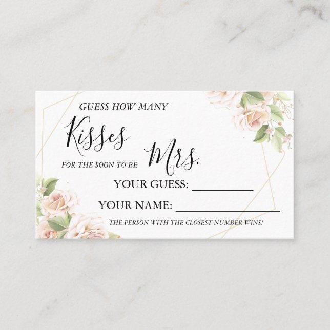 Combien de baisers pour être Mme jeu de carte de d (Devant)