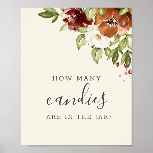 Combien de bonbons Floral Aquarelle Poster (Devant)
