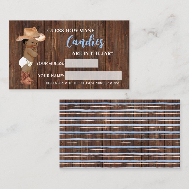 Combien de Candies AA Cowboy Baby shower Carte de  (Devant / Derrière)