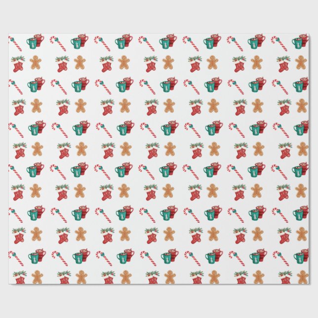 Combining the vibrant Christmas icons Wrapping Pap Geschenkpapier (Flach)