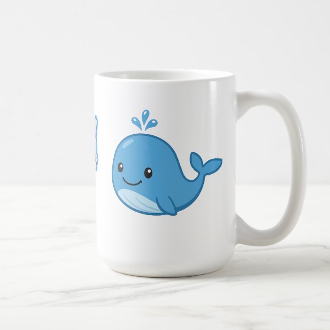 Combo Kawaii Anime, Cute Blue Whale and Octo-Vibes Kaffeetasse (Rechts)