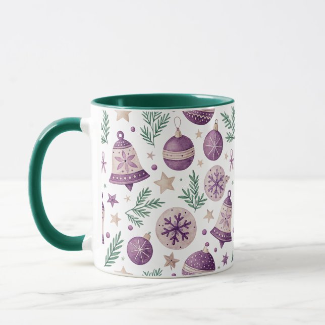 Combo Mug – Whimsical Purple Holiday Design Tasse (Links)