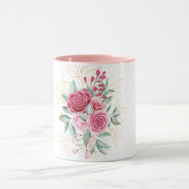 Combo-Rosa-Blume Tasse (Zentrum)