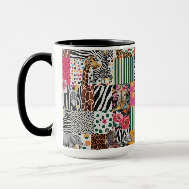 Combo Tasse 15 oz - Farbige Safari Tierausdruck (Links)
