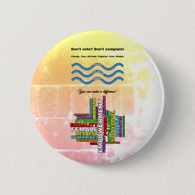 Combo Vote Blue Strong Women Word Cloud Button (Vorderseite)