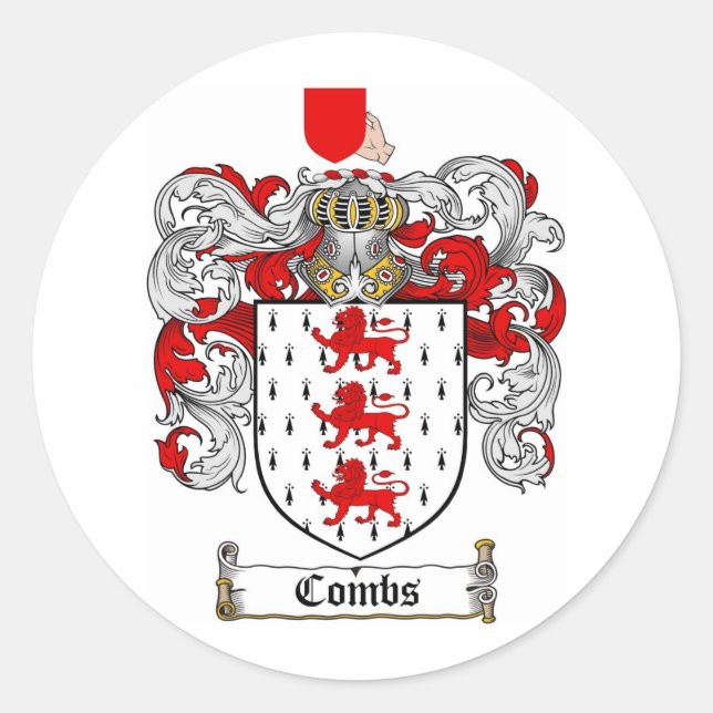 COMBS-FAMILIENWAPPEN - KOMBATTE MIT WAFFEN RUNDER AUFKLEBER (Vorderseite)