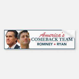 Come-back-Team Mitt Romneys Paul Ryan Amerikas Autoaufkleber
