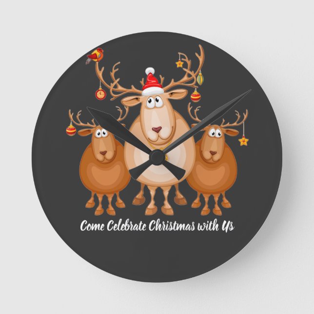 Come Celebrate Christmas with Us by premora Runde Wanduhr (Vorderseite)
